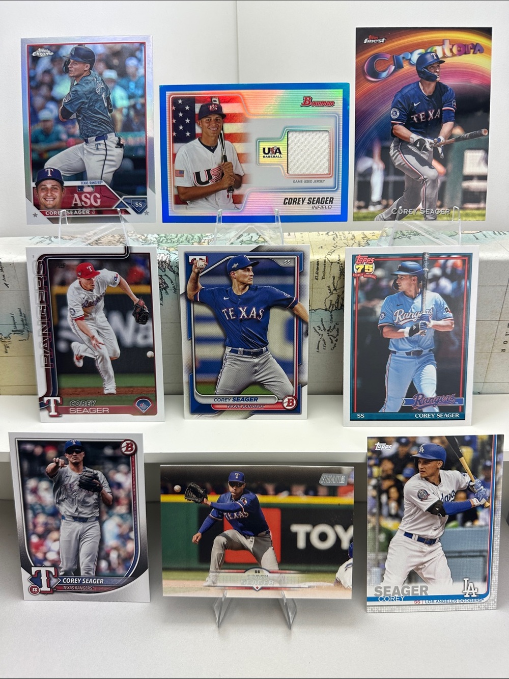 Corey Seager /199 Jersey Relic Team USA Rookie card in lot of 9